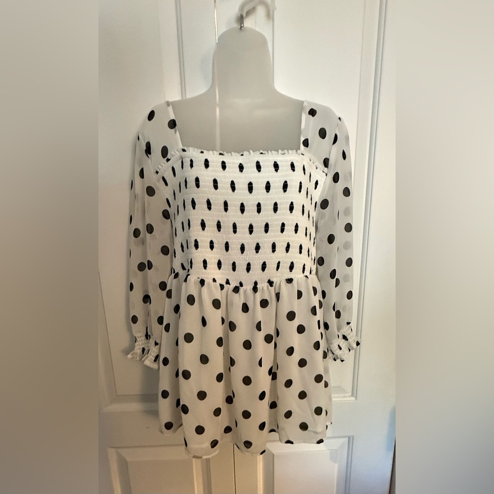 Torrid Black and Cream Polka Dot Top